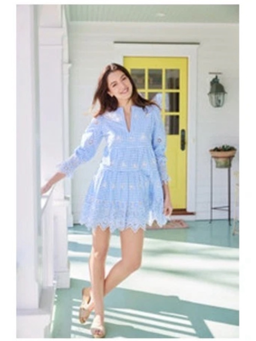STS Sail To Sable Blue Gingham Floral Eyelet Dress Small NEW NWT - Picture 2 of 8